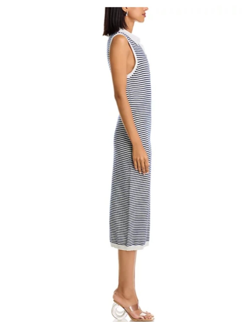 NWT Frame The Bold Stripe Knit Polo Midi Dress cashmere cotton - Picture 5 of 8